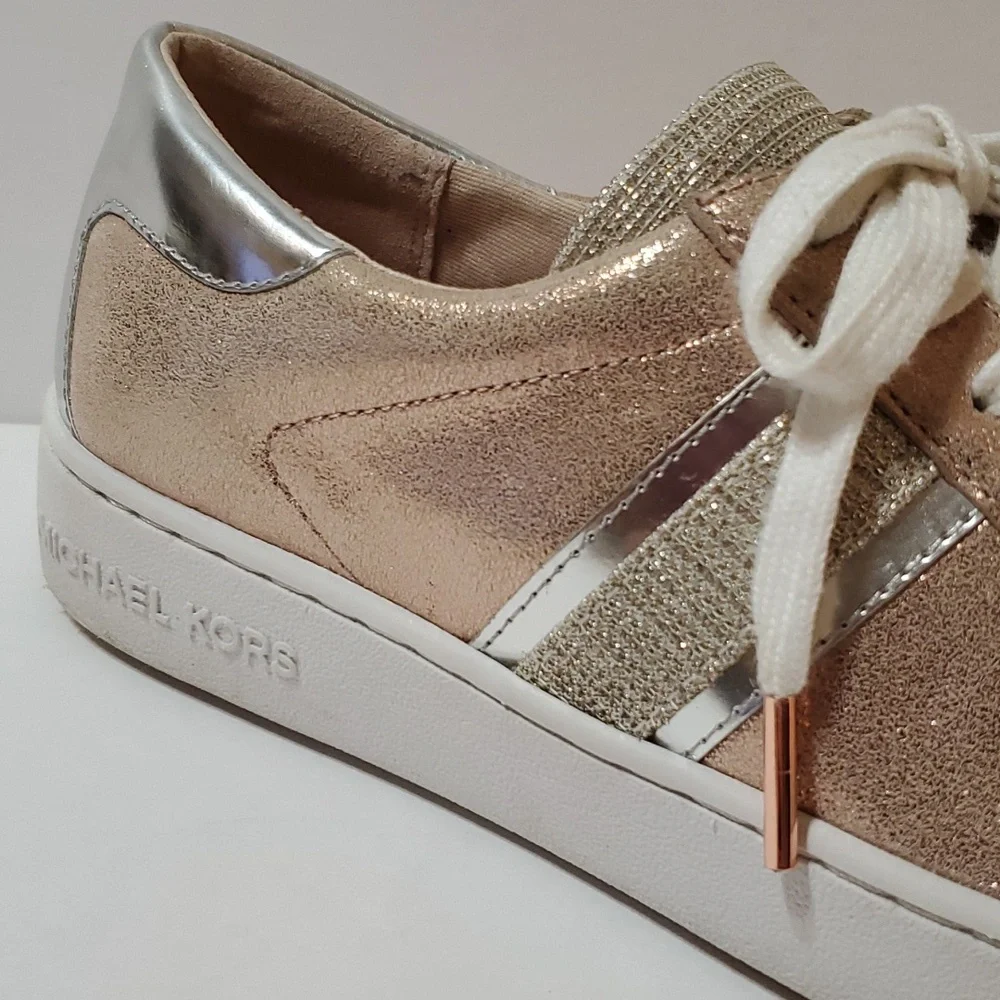 Michael Kors Keaton Stripe Metallic Mixed Leather Sneakers